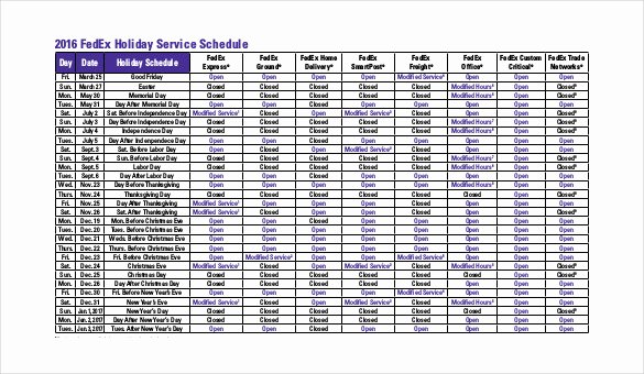 Vacation Schedule Template 2016 Unique Holiday Schedule Template 19 Free Sample Example