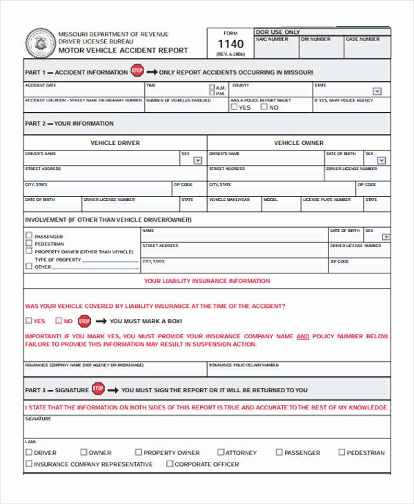 Vehicle Accident form Fresh 29 Accident Report forms In Pdf