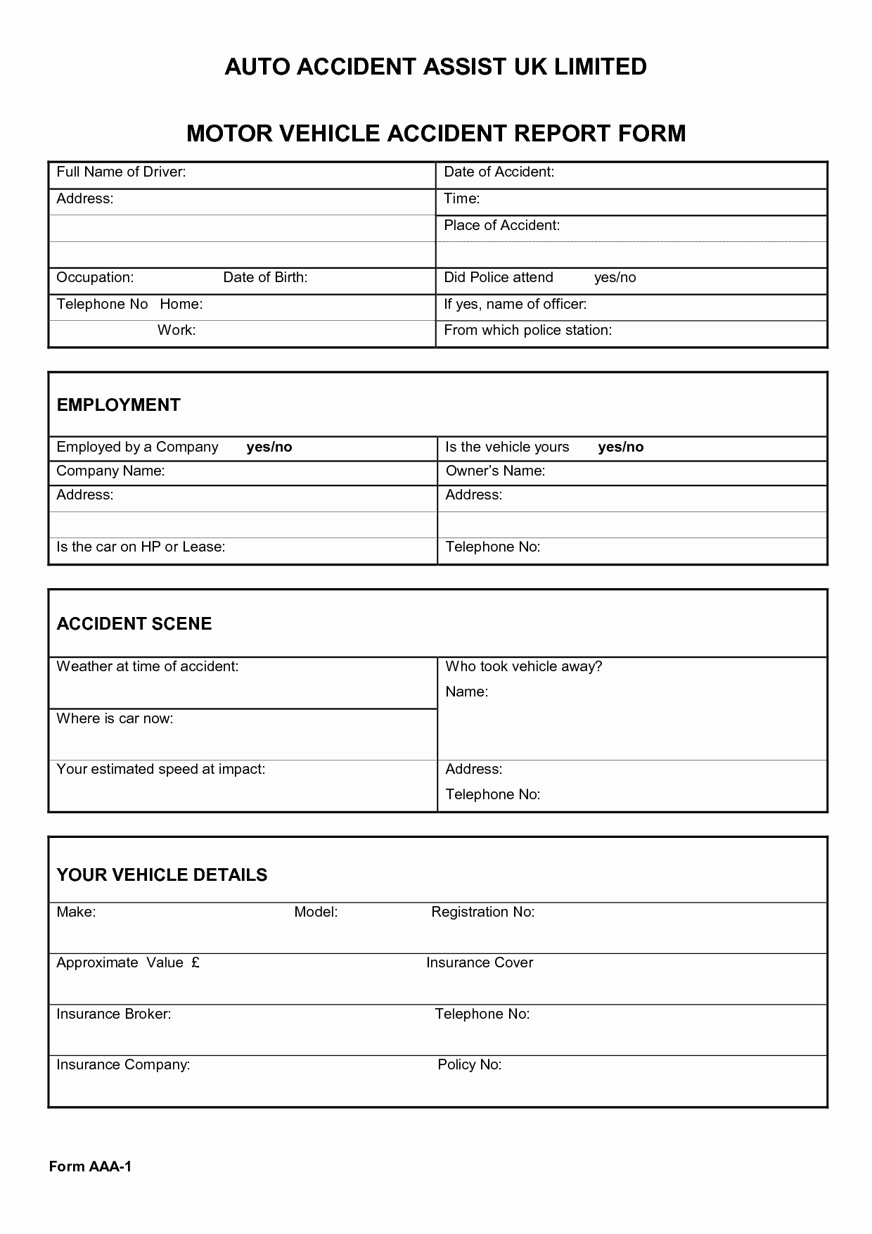 Vehicle Accident form Lovely Motor Vehicle Accident Report Codes Tario Impremedia