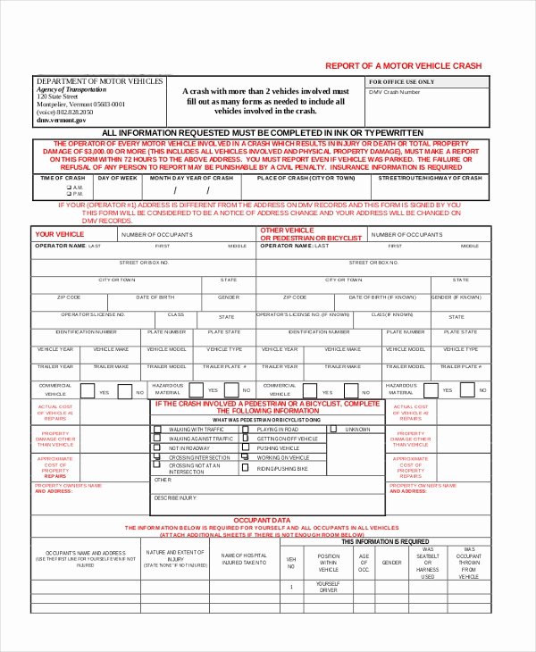Vehicle Accident form Luxury Sample Dmv Accident Report form Free Documents In Pdf
