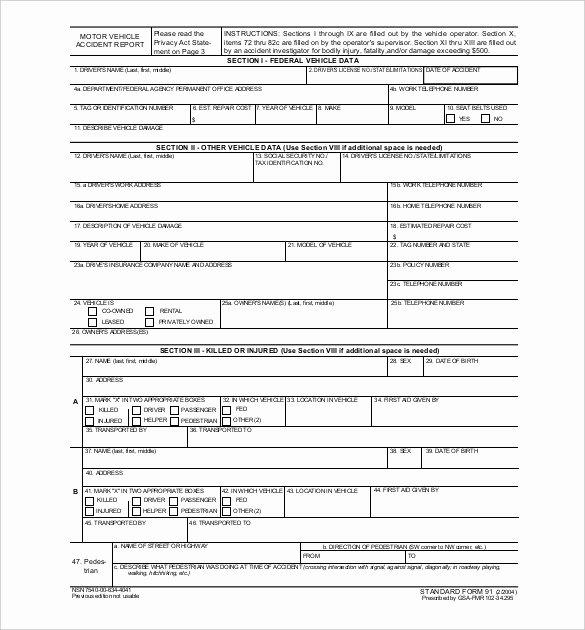 Vehicle Accident Report form Elegant 23 Sample Accident Report Templates Word Docs Pdf