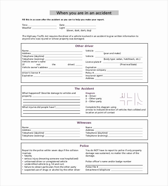 Vehicle Accident Report form Fresh 23 Sample Accident Report Templates Word Docs Pdf