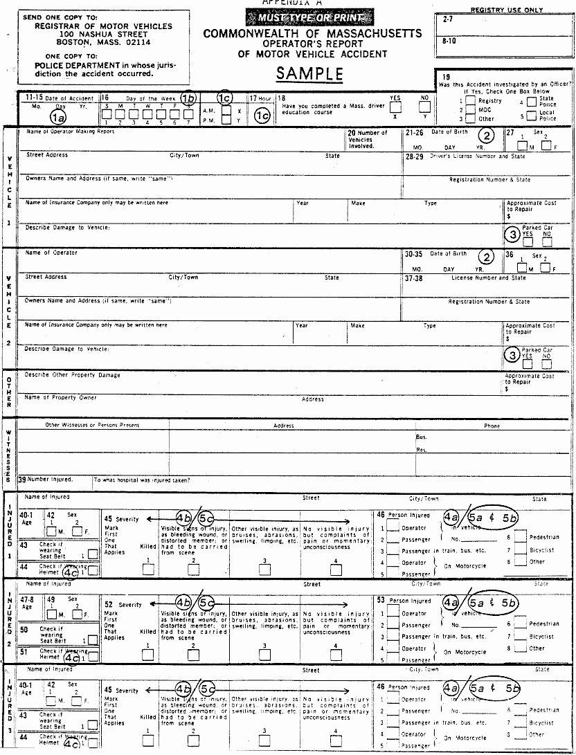 Vehicle Accident Report form Luxury Monwealth Massachusetts Motor Vehicle Crash Operator