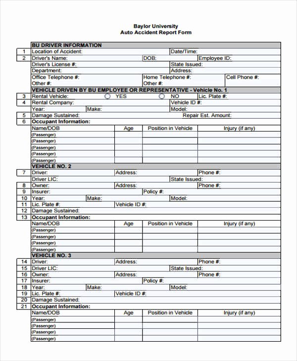 Vehicle Accident Report form New 29 Accident Report forms In Pdf