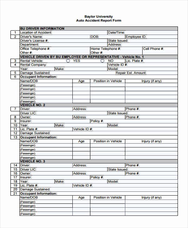 Vehicle Accident Report form New 29 Accident Report forms In Pdf