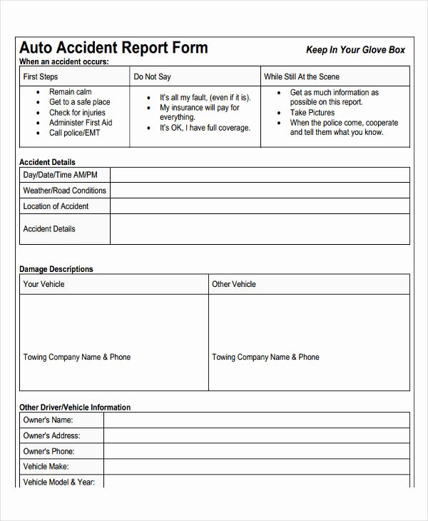 Vehicle Accident Report form Template New 27 Incident Report Template In Pdf