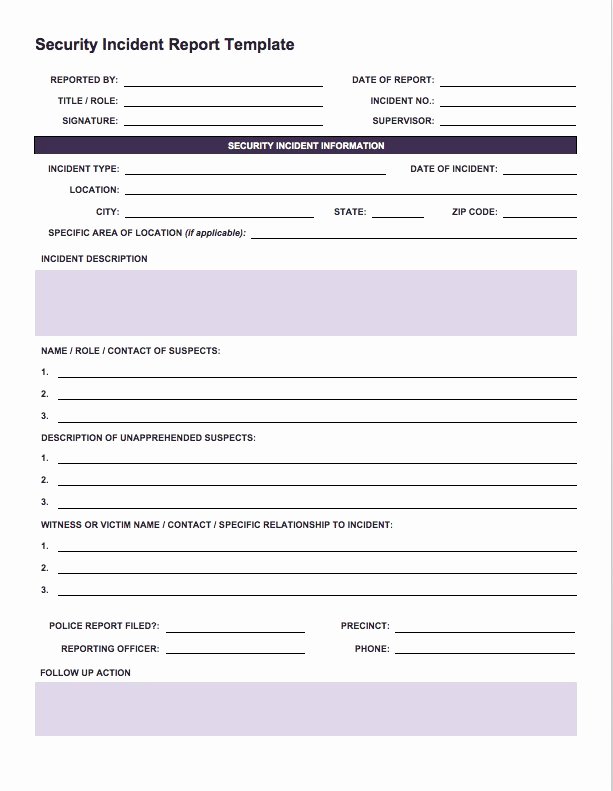 Vehicle Accident Report form Template Unique Free Incident Report Templates &amp; forms