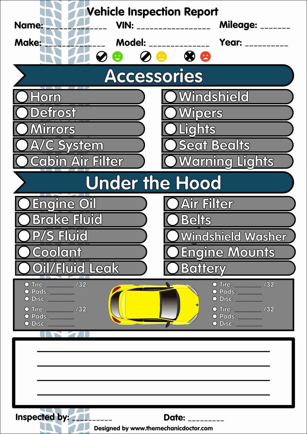 Vehicle Check Sheet Template Lovely 6 Free Vehicle Inspection forms Modern Looking