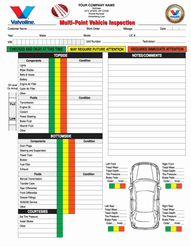 Vehicle Check Sheet Template New 2 Part Multi Point Vehicle Inspection forms Carbonless