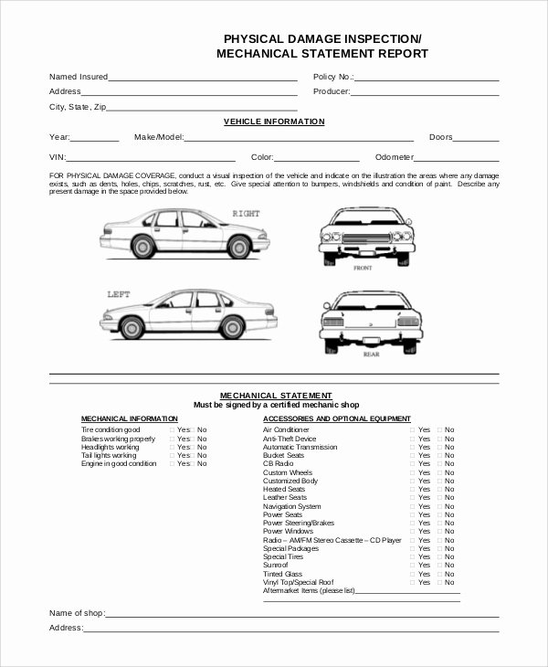 Vehicle Check Sheet Template Unique 8 Vehicle Inspection forms Pdf Word