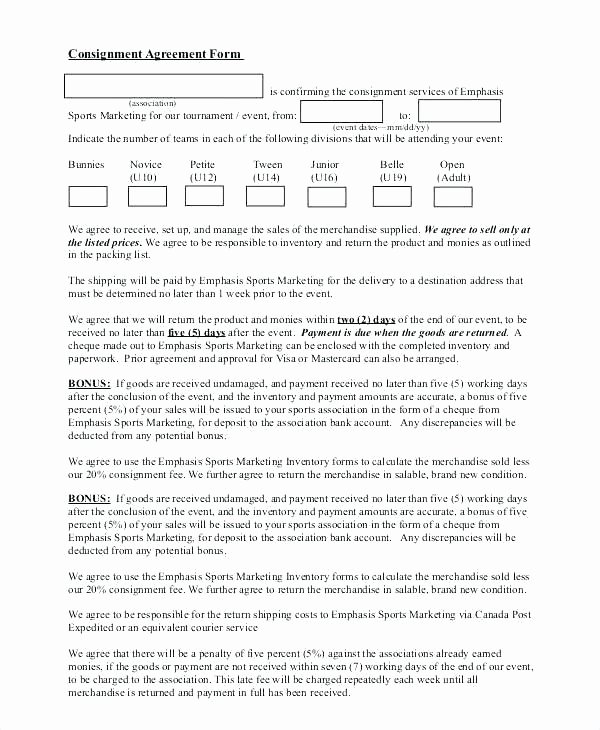 Vehicle Consignment Agreement Awesome Retail Consignment Agreement Template Lera Mera Business