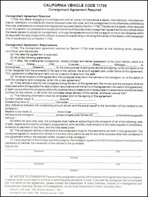 Vehicle Consignment Agreement Fresh Study Guide 2nd attempt California Auto Dealer Education