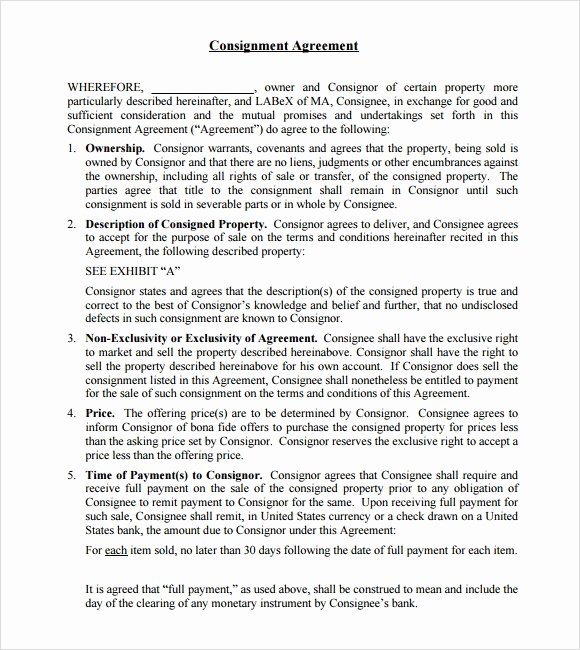 Vehicle Consignment Agreement Lovely 11 Sample Consignment Agreements Word Pdf