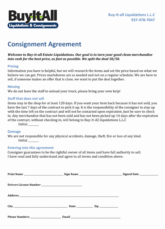 Vehicle Consignment Agreement Lovely Consignment Agreement