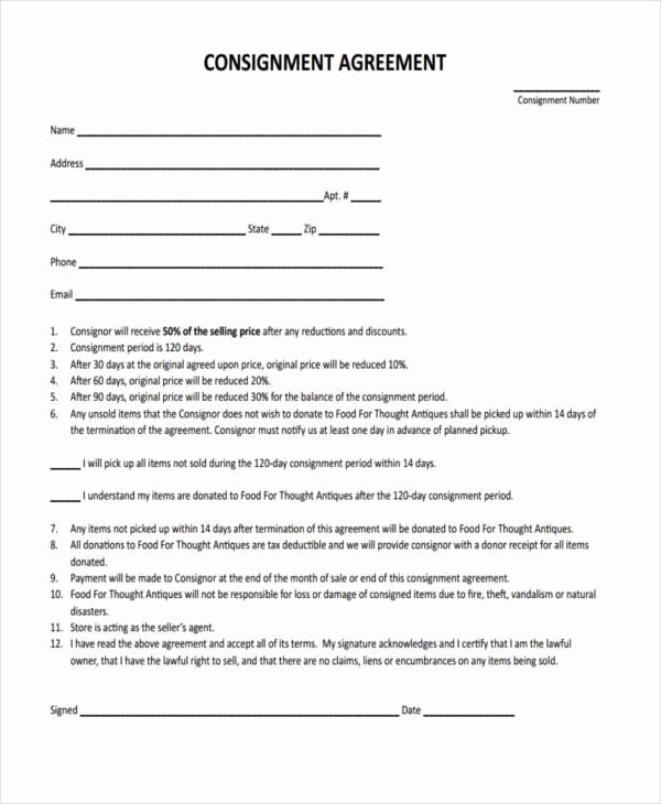 Vehicle Consignment Agreement New 11 Consignment Agreement form Samples Word Pdf