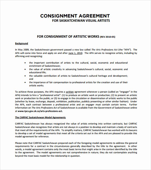 Vehicle Consignment Agreement New 11 Sample Consignment Agreements Word Pdf