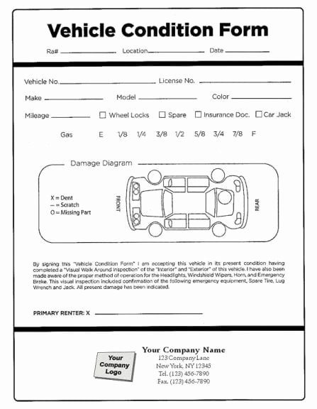 Vehicle Damage Report Template Excel Beautiful Vehicle Condition Report Templates