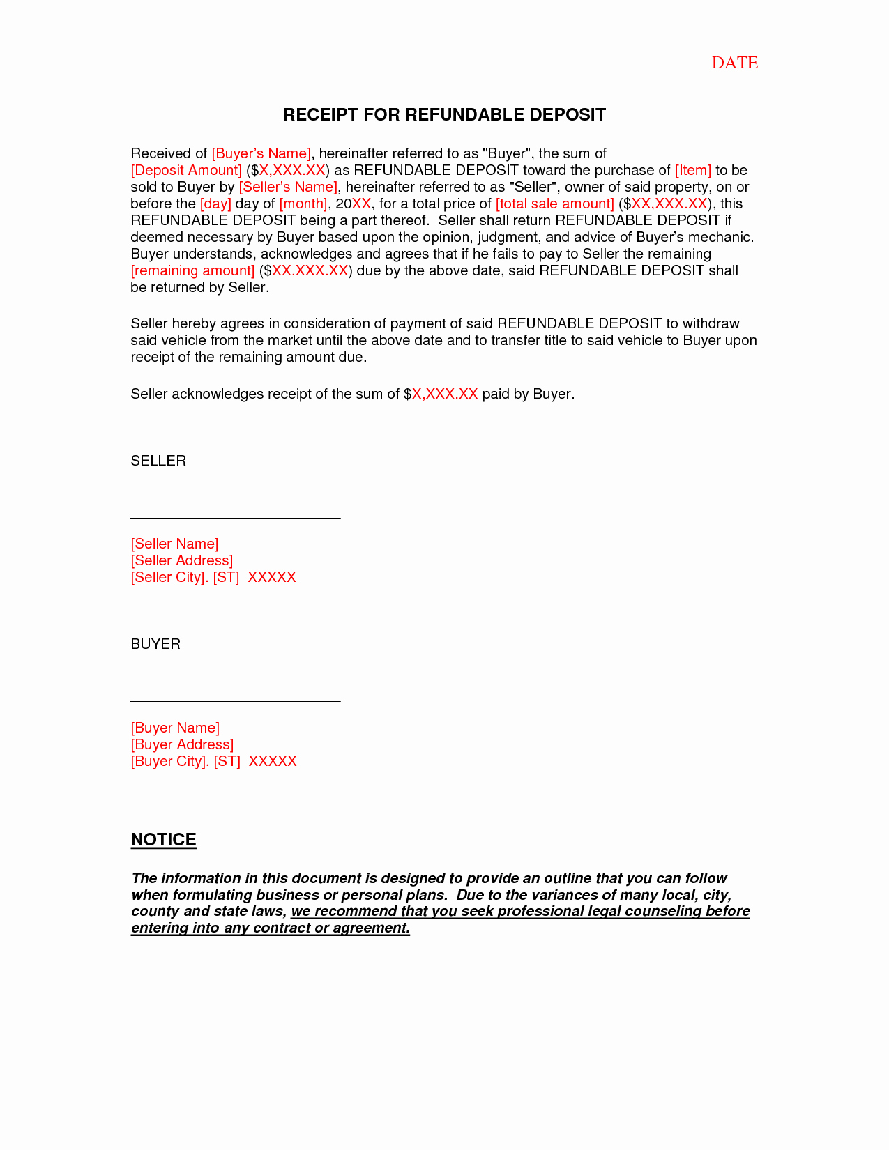 Vehicle Deposit Agreement Beautiful Agreement Template Category Page 69 Efoza