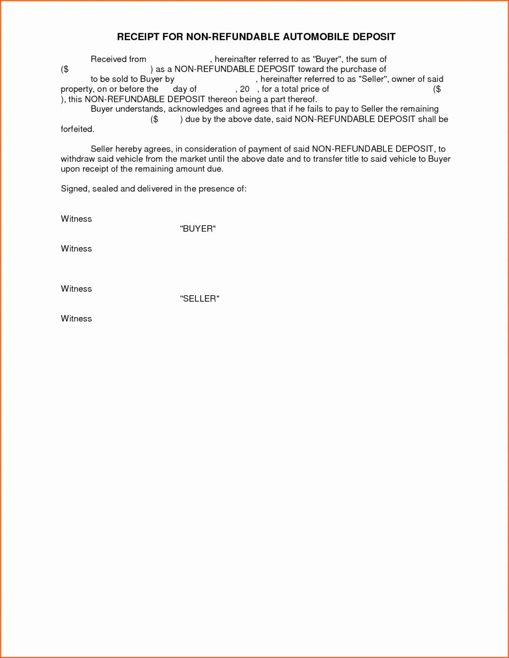 Vehicle Deposit Agreement Unique Vehicle Security Agreement form Perfect Vehicle Deposit