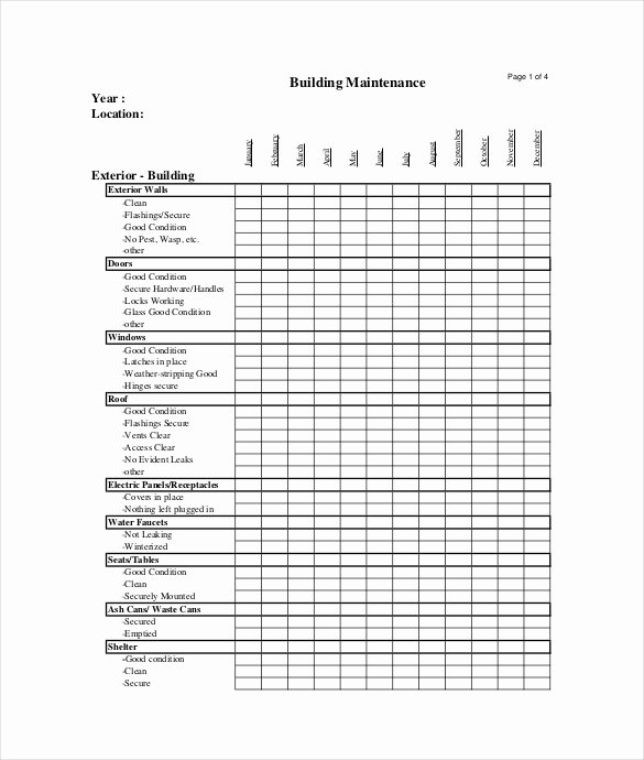 Vehicle Maintenance Checklist Excel Unique 28 Maintenance Checklist Templates Pdf Doc