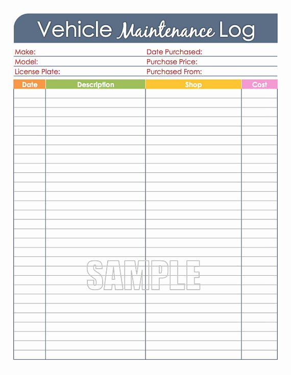 Vehicle Maintenance Spreadsheet Elegant Vehicle Maintenance Log Car Maintenance Log Editable