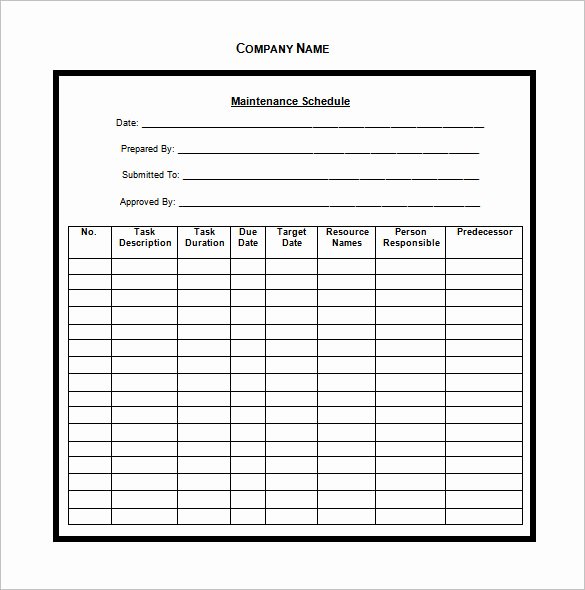 Vehicle Maintenance Spreadsheet Fresh Vehicle Maintenance Schedule Template