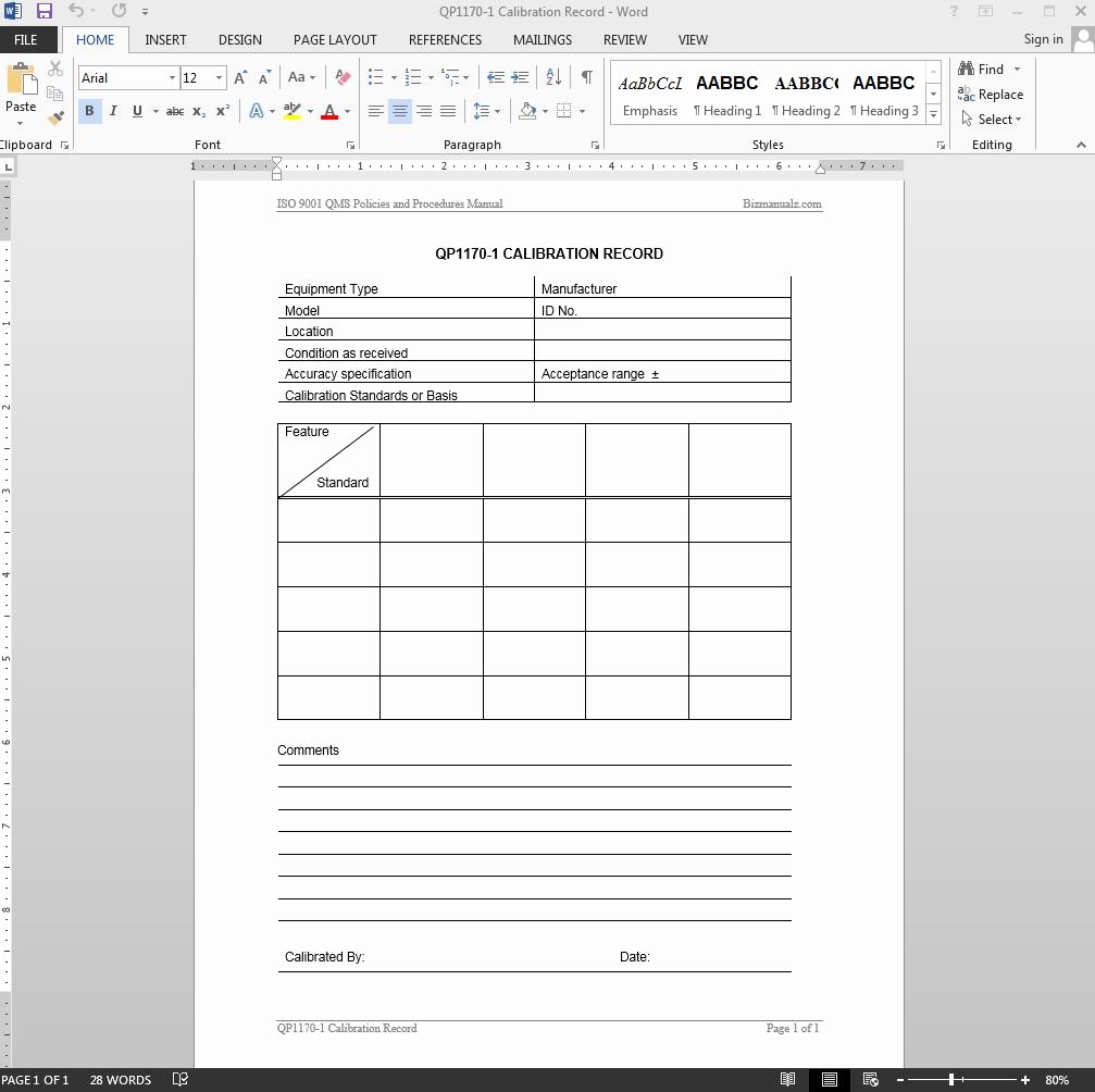 Vendor Audit Checklist Template Inspirational iso Calibration Record iso Template