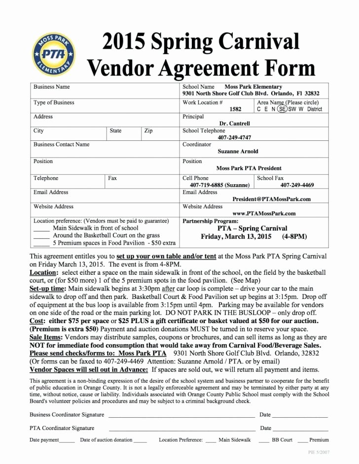 Vendor Contract for event Fresh Sample Vendor Contract Agreement Contracts Simple form