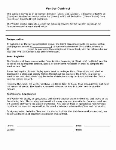 Vendor Contract for event Lovely 32 Sample Contract Templates In Microsoft Word