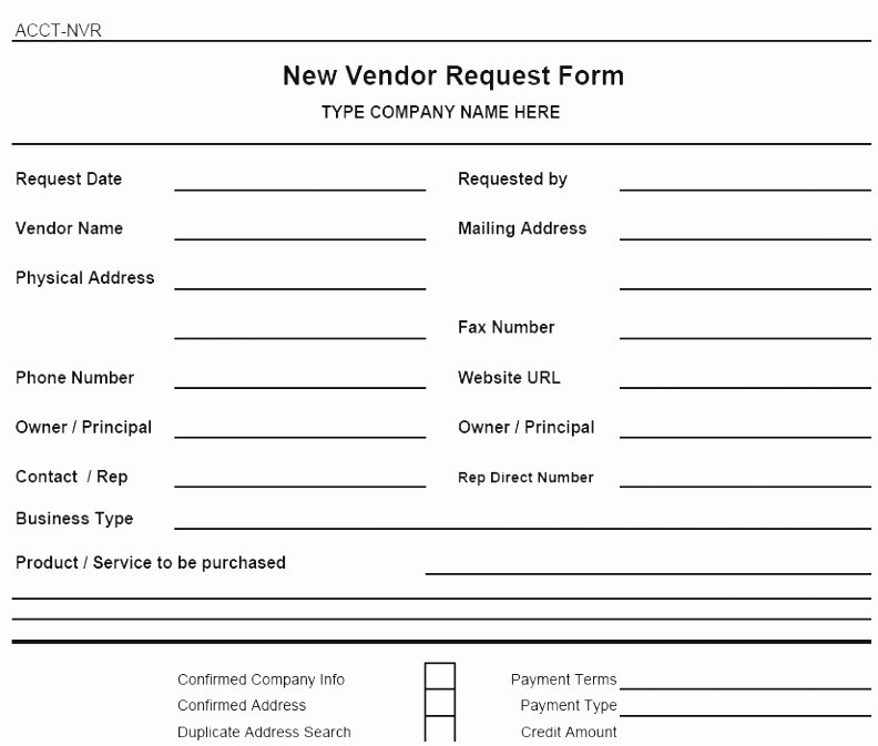 Vendor Credit Application Elegant 10 New Vendor form Template Yruat