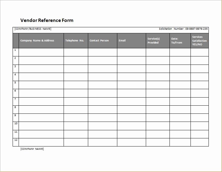 Vendor Credit Application Template Awesome Vendor Reference form Template for Word