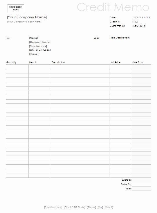 Vendor Credit Application Template Inspirational Vendor Credit Memo