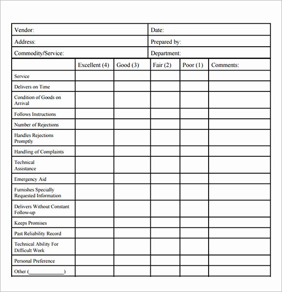 Vendor Evaluation form Awesome Evaluation Template Free Download Documents In Pdf