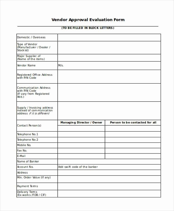 Vendor Evaluation form Beautiful Evaluation forms In Word