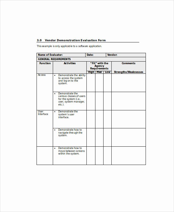 Vendor Evaluation form Beautiful Sample Vendor Evaluation form 9 Examples In Word Pdf