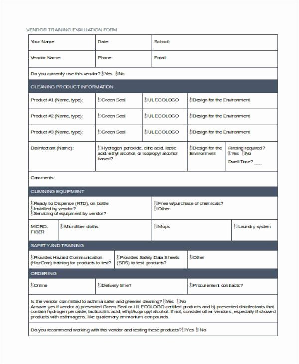 Vendor Evaluation form Fresh 8 Vendor Evaluation form Samples Free Sample Example