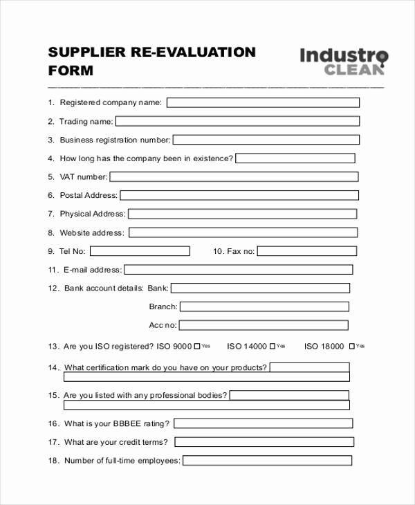 Vendor Evaluation form Lovely 8 Vendor Evaluation form Samples Free Sample Example