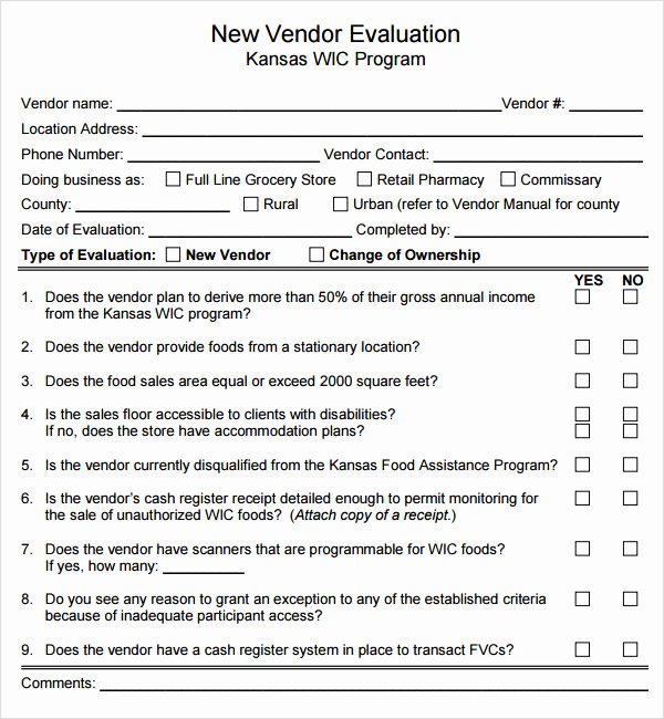 Vendor Evaluation form Luxury 8 Sample Supplier Evaluations Pdf Word