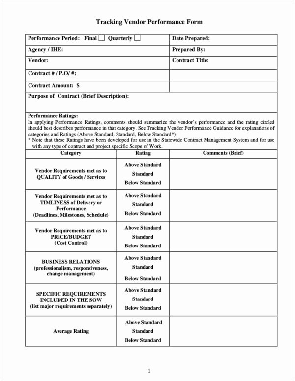 Vendor Evaluation form New 9 Vendor Evaluation form Samples &amp; Templates Pdf