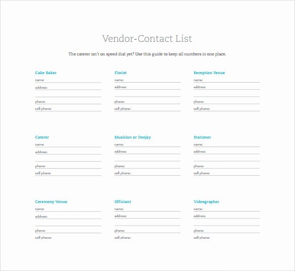 Vendor Information form Elegant 13 Contact List Templates Pdf Word