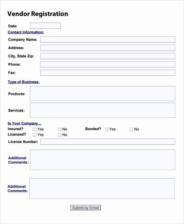 Vendor Information form Elegant 9 Sample Vendor Registration forms