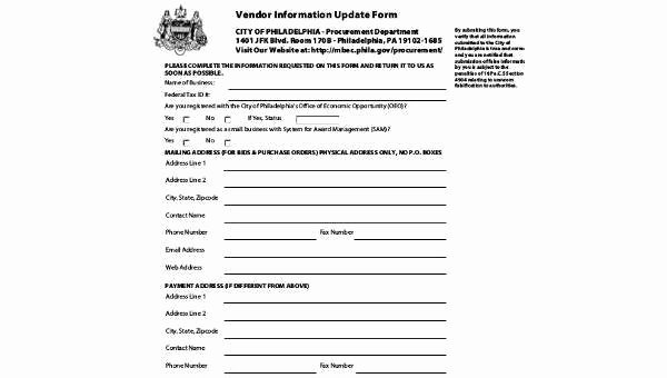 Vendor Information form Elegant Sample Vendor Information forms 8 Free Documents In Pdf