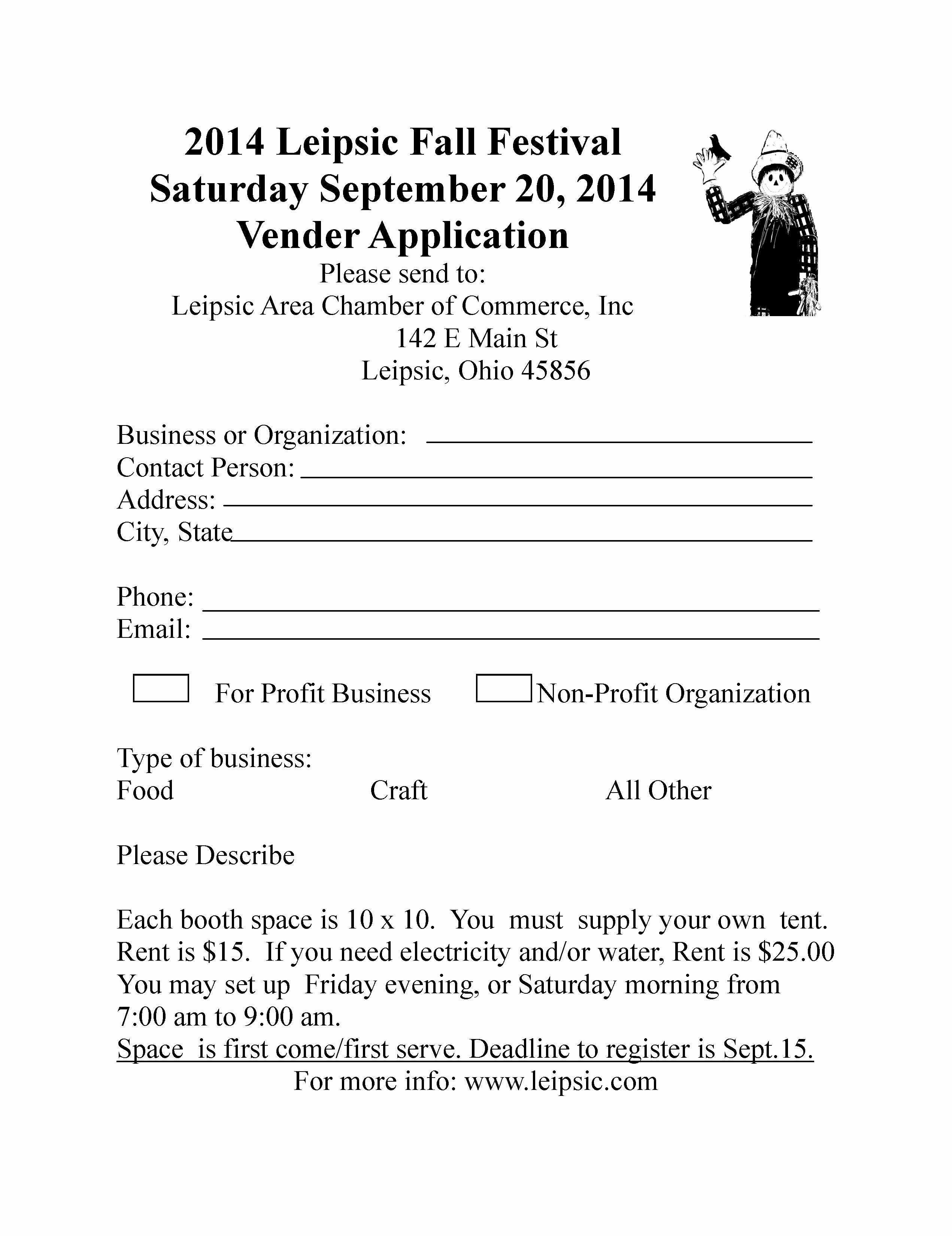 Vendor Information form New Leipsic Fall Festival Information