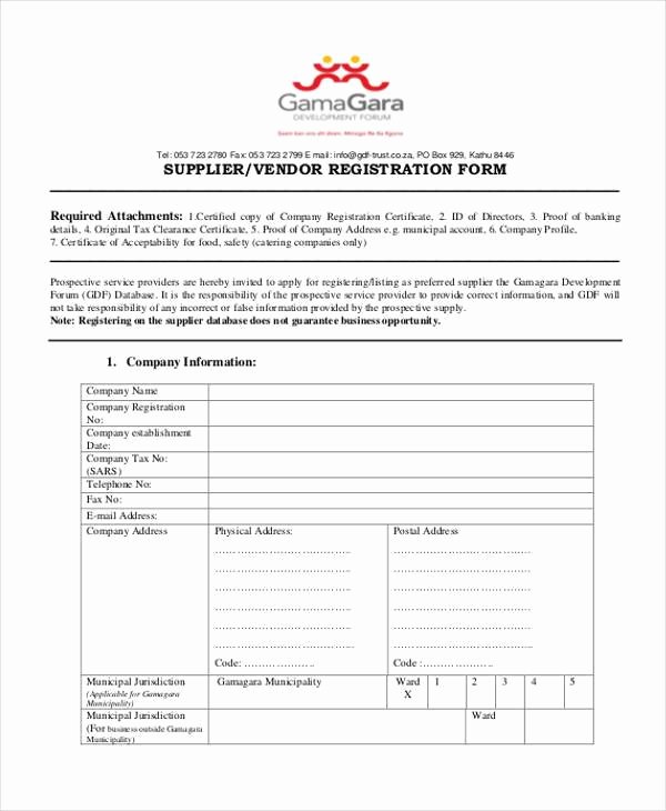 Vendor Information form New Sample Supplier Registration forms 7 Free Documents In