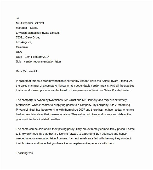 Vendor Recommendation Letter Sample Lovely Legal Letters Landlords