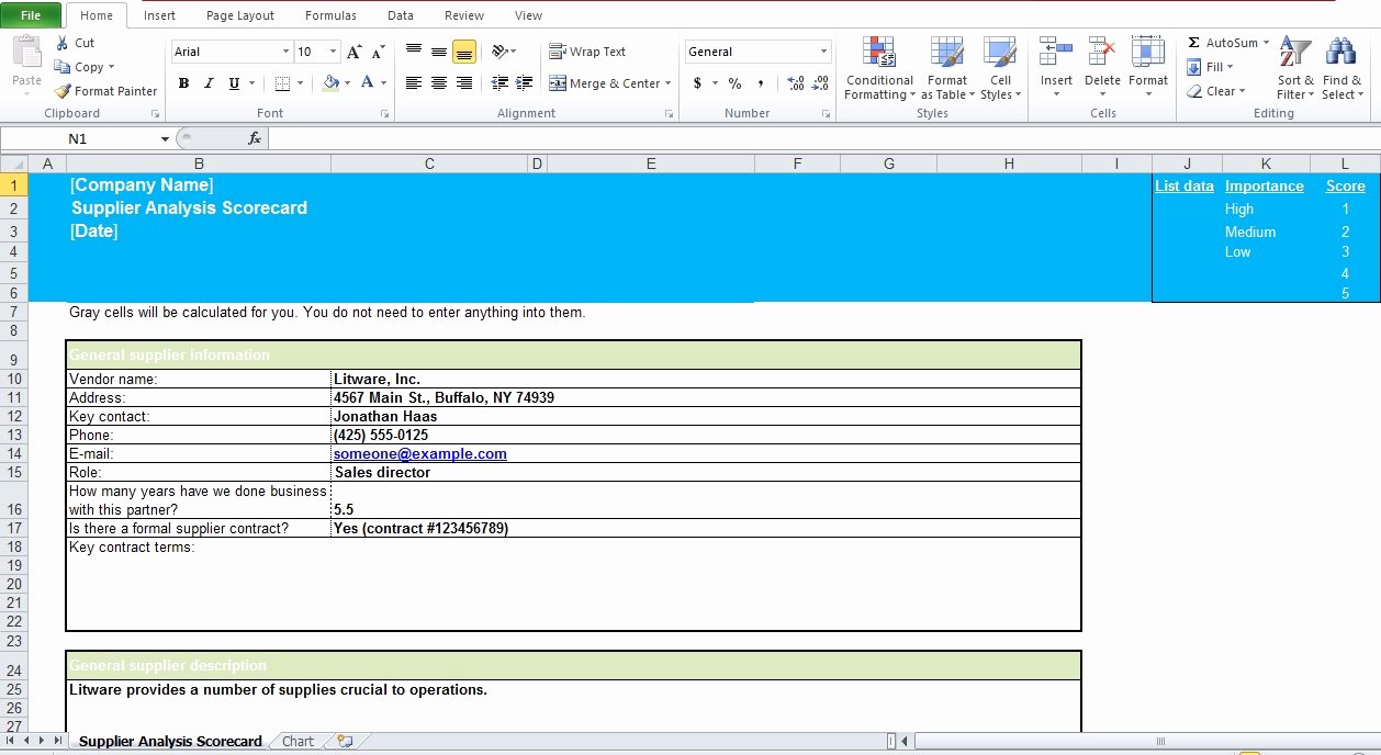 Vendor Scorecard Template Excel Best Of Supplier Scorecard Excel Template Excel Tmp