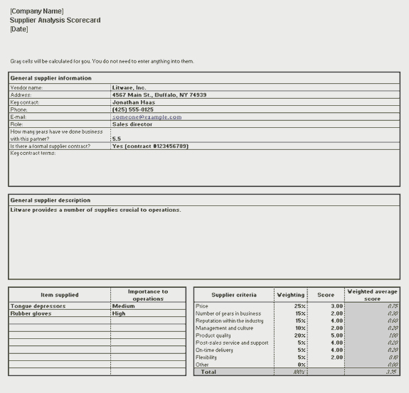 Vendor Scorecard Template Excel Elegant Download Supplier Analysis Scorecard