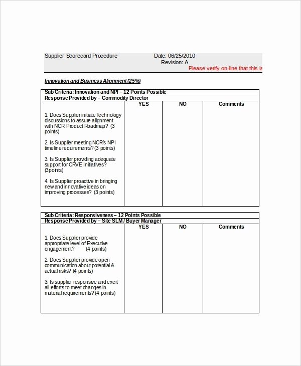 Vendor Scorecard Template Xls Elegant Supplier Performance Scorecard Template Xls Sensd