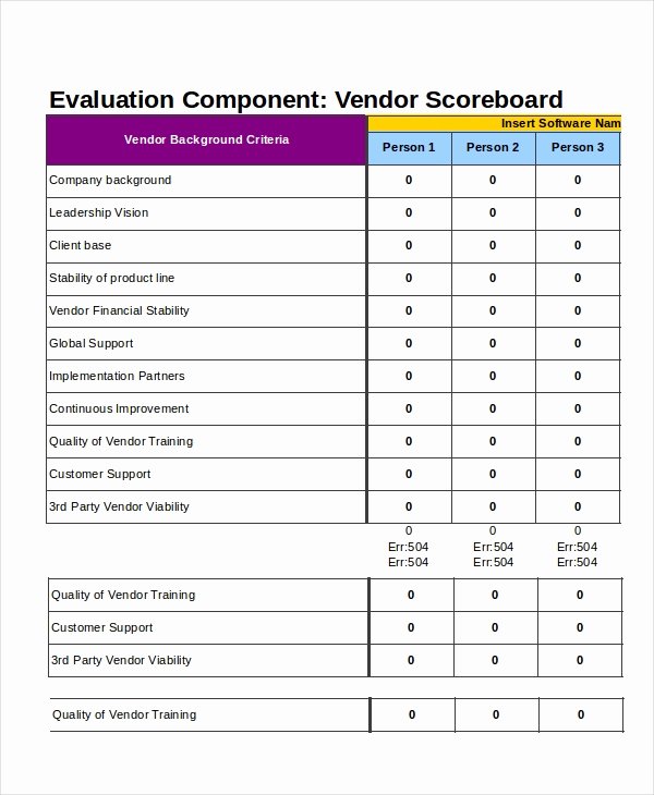 Vendor Scorecard Template Xls Fresh Excel Scorecard Template 6 Free Excel Documents