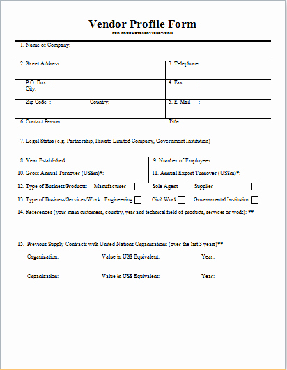 Vendor Setup form Template Elegant Vendor Profile form Template for Word